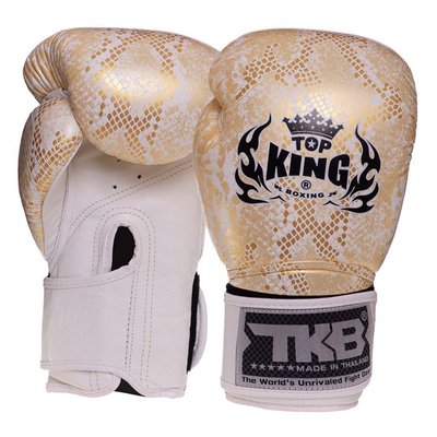 Боксерські рукавички шкіряні Top King Boxing Super Snake TKBGSS-0210oz Біло-золотий (37551023) 2817733 фото