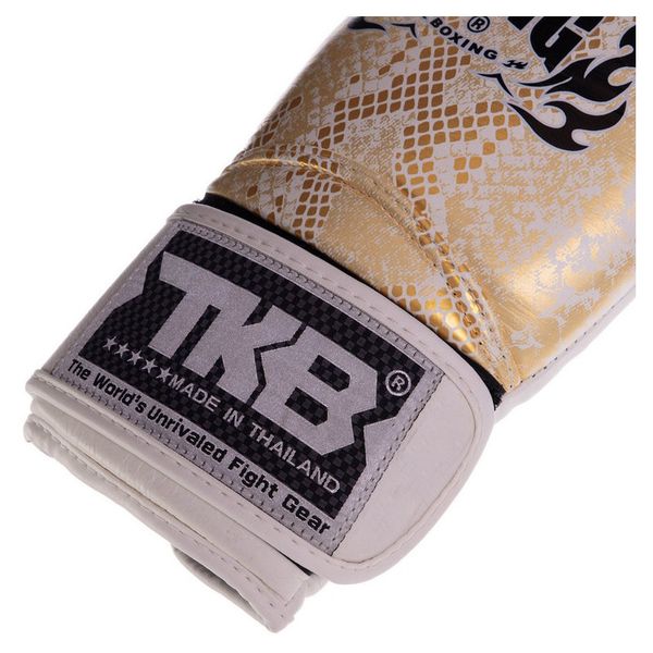 Боксерські рукавички шкіряні Top King Boxing Super Snake TKBGSS-0210oz Біло-золотий (37551023) 2817733 фото