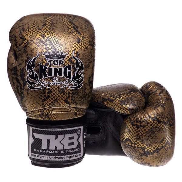 Боксерські рукавички шкіряні Top King Boxing Super Snake TKBGSS-028oz Чорно-золотий (37551023) 2817755 фото