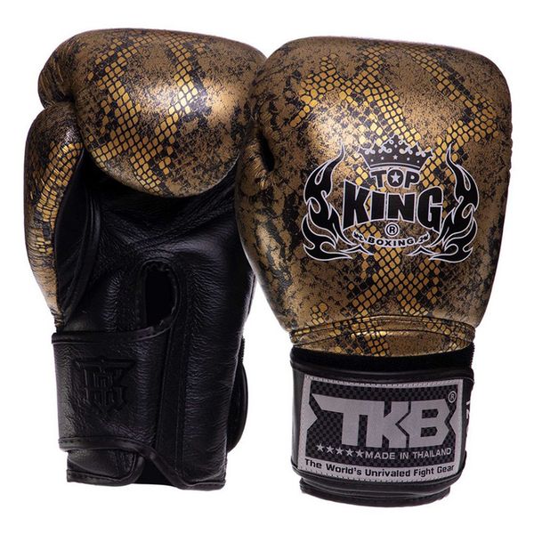 Боксерські рукавички шкіряні Top King Boxing Super Snake TKBGSS-028oz Чорно-золотий (37551023) 2817755 фото