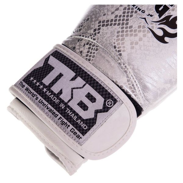 Боксерські рукавички шкіряні Top King Boxing Super Snake TKBGSS-0218oz Біло-срібний (37551023) 2817750 фото