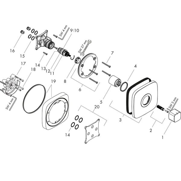 Змішувач для ванни Hansgrohe Ecostat E 15705000 50110 фото