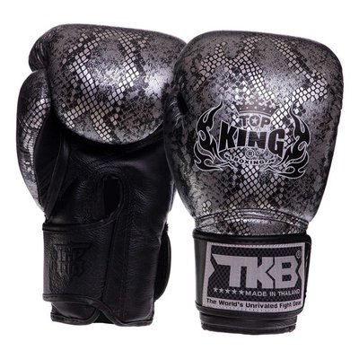 Боксерські рукавички шкіряні Top King Boxing Super Snake TKBGSS-0218oz Чорно-срібний (37551023) 2817752 фото