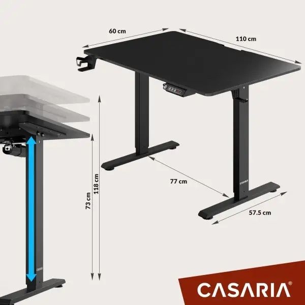 Комп'ютерний стіл з електрорегулюванням висоти Casaria 110x60см, чорний AL-109356 фото