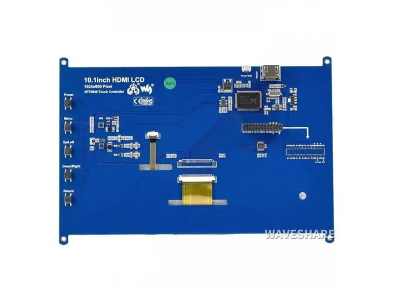 Екран Waveshare 10.1 1024x600 LCD IPS Resistive TS HDMI для PI 3/PI 4/ (WAV-11870) 3528375 фото