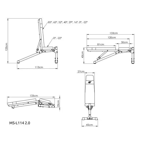 Marbo Sport MS-L114 2.0 - лава складана для жиму штанги MS-29381 фото