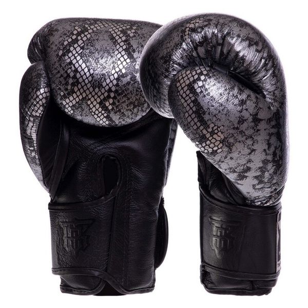 Боксерські рукавички шкіряні Top King Boxing Super Snake TKBGSS-0210oz Чорно-срібний (37551023) 2817736 фото