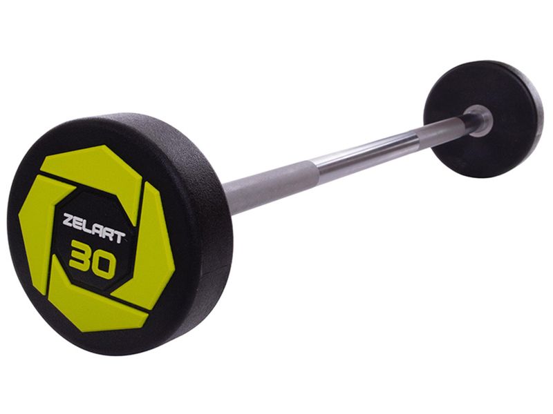 Штанга фіксована пряма Zelart Urethane Barbell TA-2689 30кг Зелено-чорний (58363124) 3177070 фото