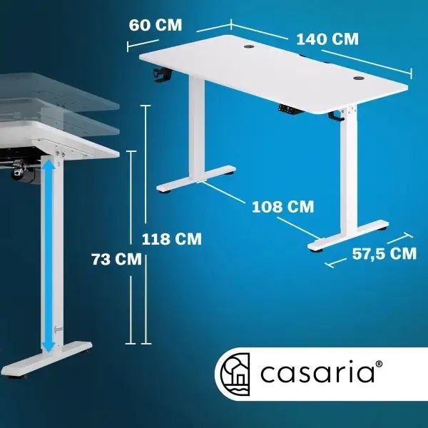 Стіл з регулюванням висоти електричний Casaria 140x60, білий DB-996032 фото