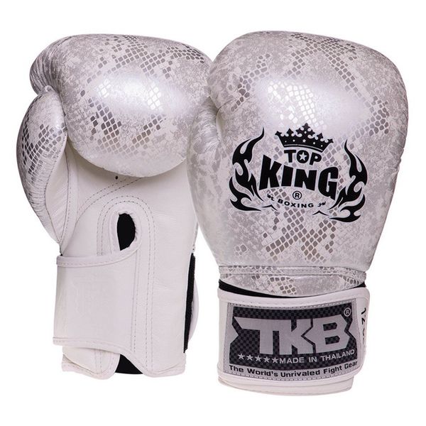 Боксерські рукавички шкіряні Top King Boxing Super Snake TKBGSS-0216oz Біло-срібний (37551023) 2817746 фото